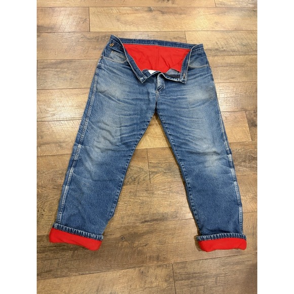 Wrangler Other - Vintage‎ 90s Wrangler Rugged Wear Fleece Lined Jeans Made In USA Blue 38x30.5